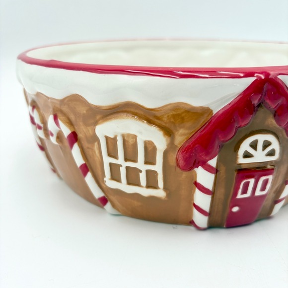 Gingerbread House Bowl Ceramic Hand Painted Holiday Christmas Decor Candy Dish - Picture 3 of 8